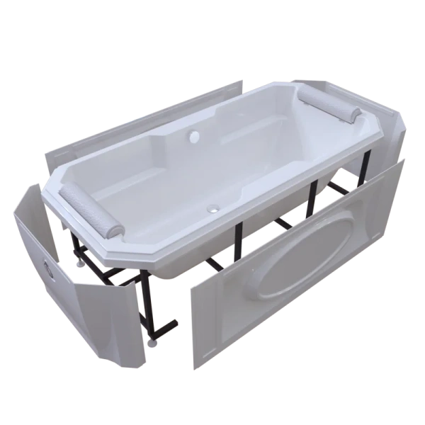 Акриловая ванна Fra Grande Фернандо 4-01-3-0-1-422, 190 x 90 см, рама-подставка на декоративных ножках, комплект панелей, подголовник - 2 шт., белая/золото, без гидромассажа - фото 6