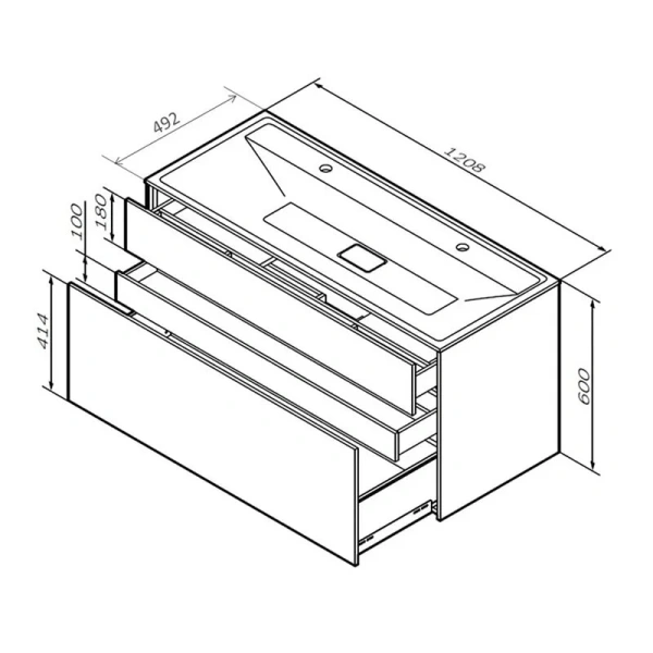 Тумба с раковиной подвесная Am.Pm Inspire 2.0 M50AFHX1203 120 см с тремя ящиками, в наличии, по запросу - фото 2