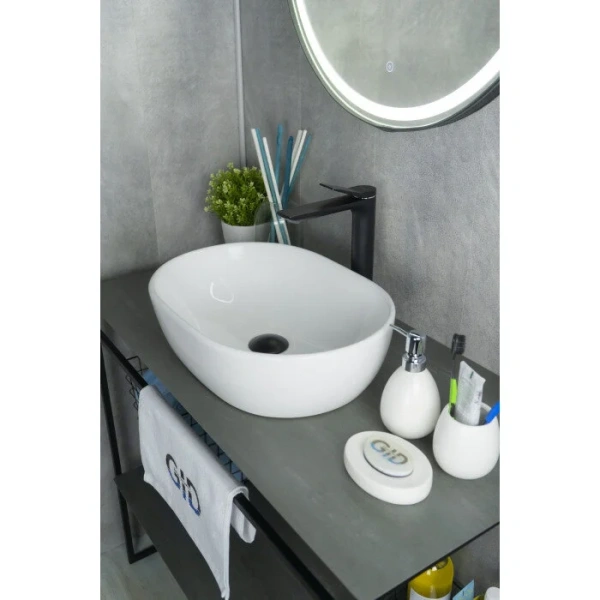 Раковина GID Lago N9026b 48 см белая, в форме чаши, круглой формы - фото 5