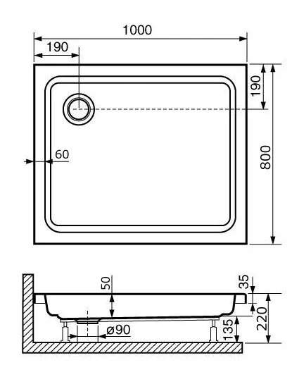 Душевой поддон RGW Acryl Style 100х80 см белый, прямоугольный - фото 2