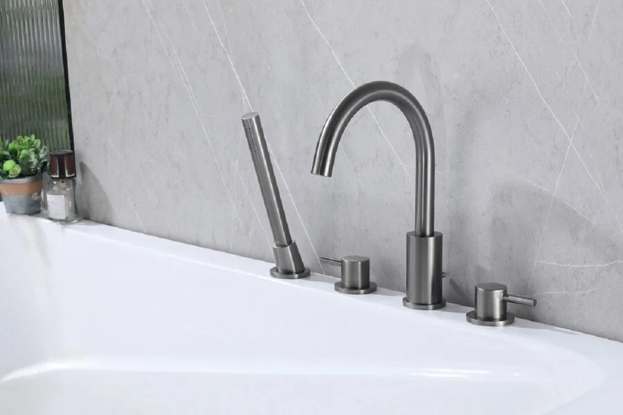 Смеситель для ванны Abber Wasser Kreis никель, современные, hi-tech - фото 3