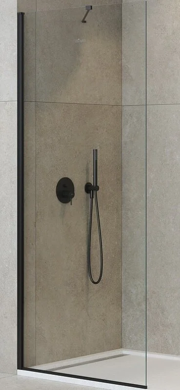 Душевая перегородка Cezares Liberta 80 см стекло прозрачное, профиль черный - фото 1