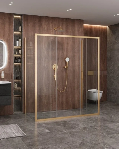 Душевой уголок Cezares Molveno 170х90 см стекло прозрачное профиль золото - фото 4