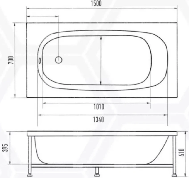 Акриловая ванна Eurolux Lait E1015070017, 150 х 70 см, белая,, без гидромассажа, недорогие - фото 6