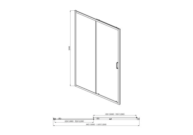 Душевая дверь в нишу Акватек 100 см профиль оружейная сталь - фото 2