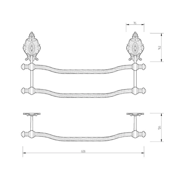 Полотенцедержатель Migliore Elisabetta бронза, классические, ретро, декорированные - фото 2