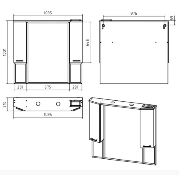 Зеркальный шкаф с подсветкой Misty Терра 110 см серый, в наличии - фото 2