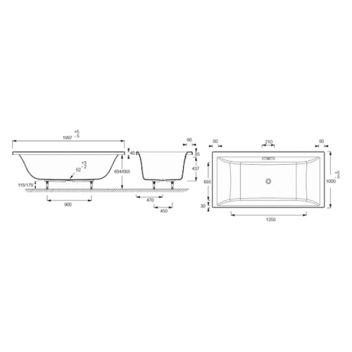 Ванна акриловая Jacob Delafon Evok 200х100 см с гидромассажем - фото 2
