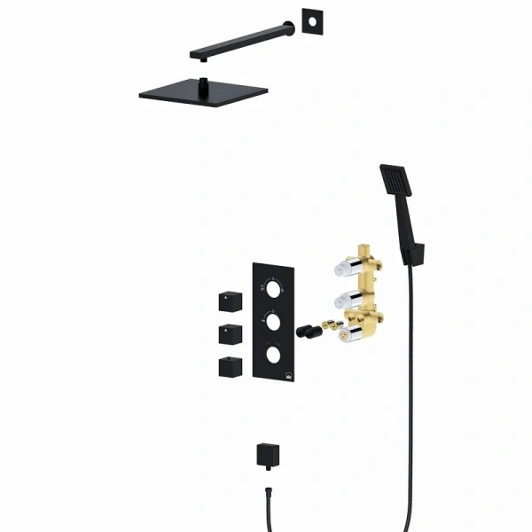 Душевой набор черный Timo Tetra-thermo SX-0179/03SM, душевые комплекты, наборы index_1 - фото 7