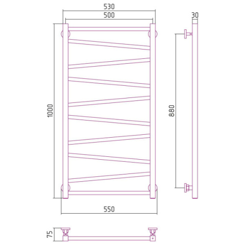 Полотенцесушитель водяной Сунержа Сирокко 50х100 см другие цветовые решения - фото 3