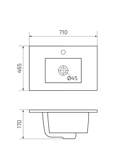 Раковина GID Integrado 9070e 71 см белая - фото 2