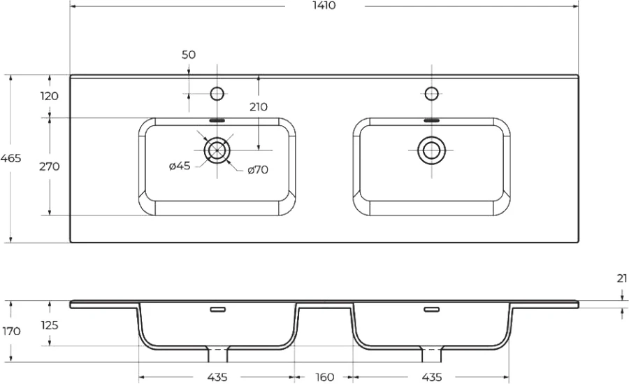 Раковина мебельная BelBagno 140 см керамическая index_1 - фото 3