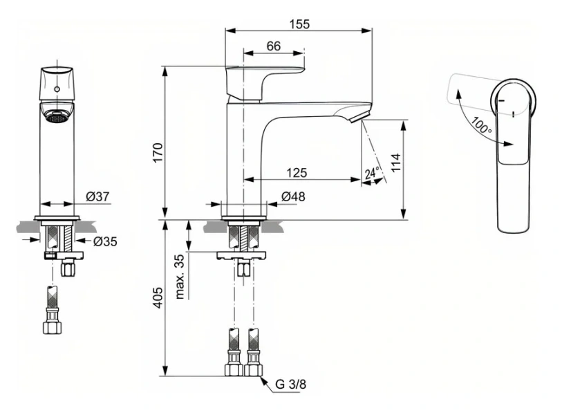 Смеситель для раковины Ideal Standard Connect Air хром - фото 2