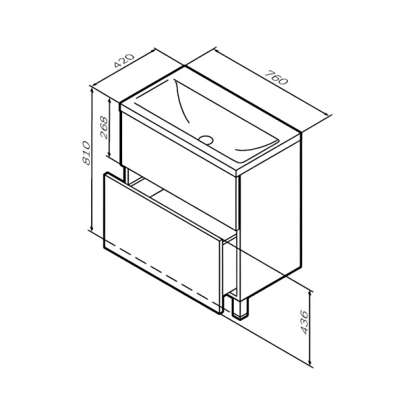 Тумба под раковину напольная Am.Pm Gem 75 см графит матовый - фото 2