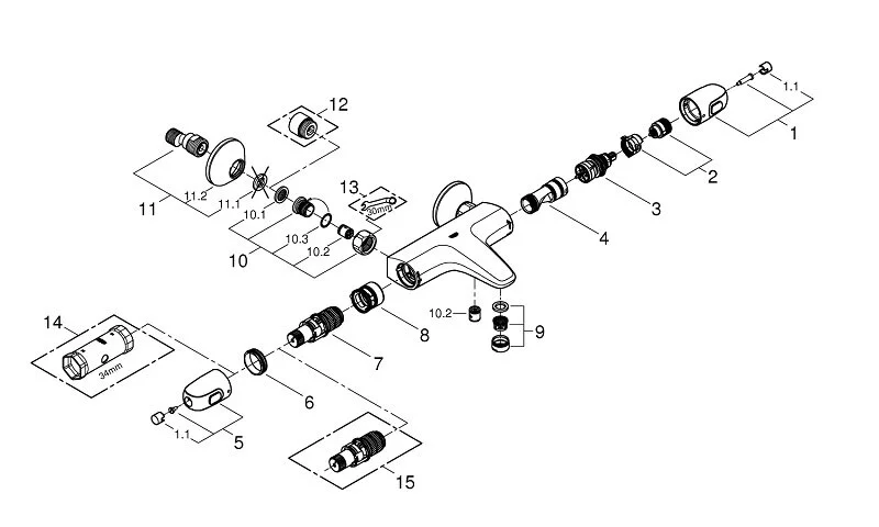 Смеситель для ванны Grohe Grohtherm 1000 термостатический, с коротким изливом - фото 7