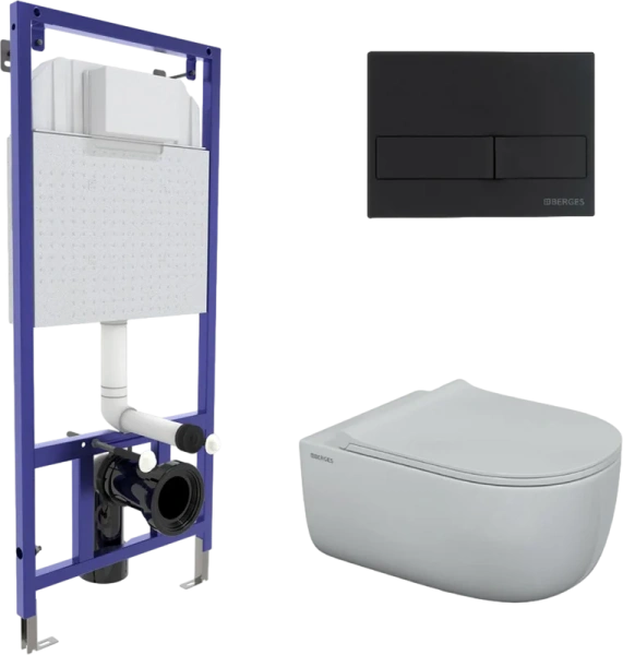 Унитаз с инсталляцией BERGES Novum кнопка L5 SoftTouch - фото 1