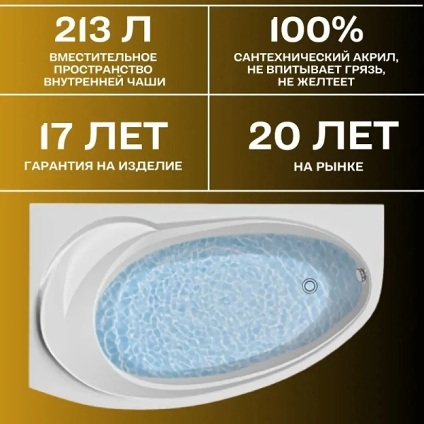 Ванна акриловая 1MarKa Julianna 01дж1410лкп, 170 x 100 см, левая, с панелью, каркасом и сливом-переливом, белая, в наличии - фото 9