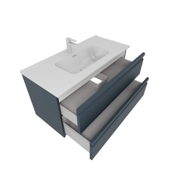 Тумба с раковиной подвесная Акватек Вега 100 см серый матовый, 100 см - фото 6