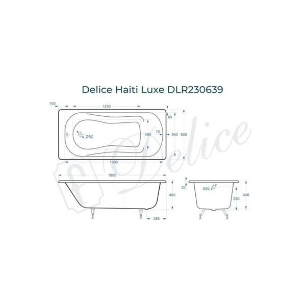 Ванна чугунная Delice Haiti Luxe 180х80 см белая - фото 2