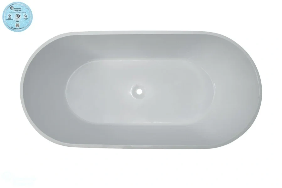 Ванна из литьевого мрамора Marmo Bagno Палермо MB-PL170-80, 168 х 80 см, овальные - фото 5