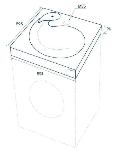 Раковина над стиральной машиной Paulmark Winken 60 см белая - фото 2