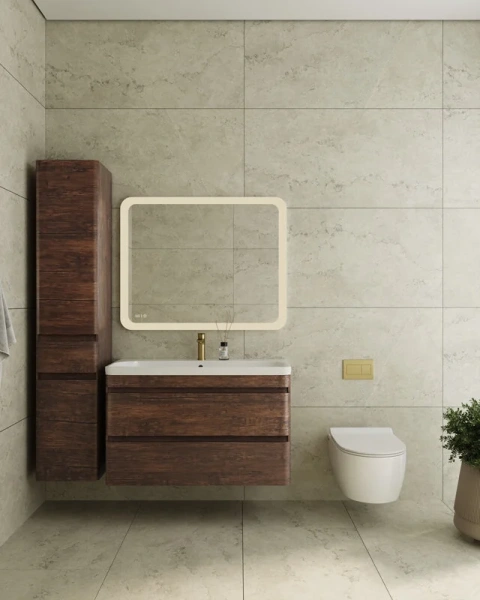 Тумба под раковину подвесная Style Line Атлантика 100 см старое дерево, темно-коричневая - фото 7