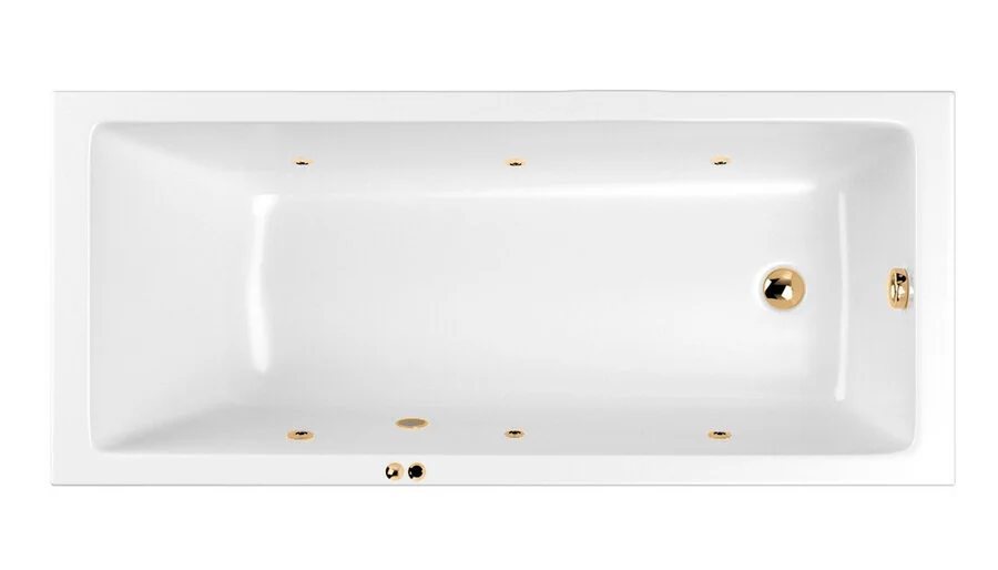 Ванна гидромассажная Whitecross Wave Soft, 160 х 70 см, увеличенная толщина акрила, усиленная армировка, белый/золото, 0101.160070.100.SOFT.GL - фото 1