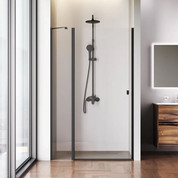 Душевая дверь в нишу Am.Pm Sunny 120 см профиль черный, распашные - фото 6