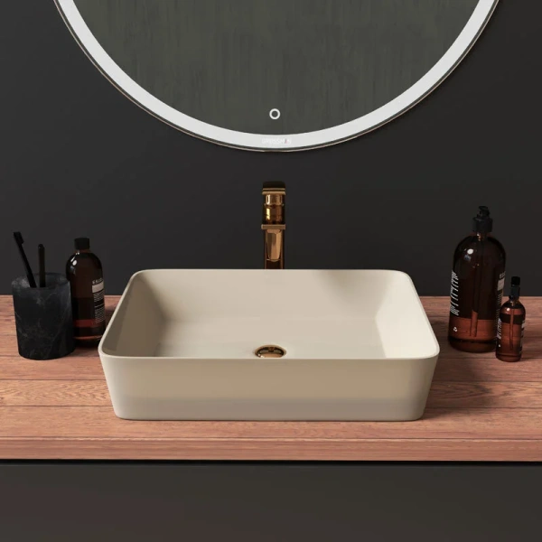 Раковина Grossman 48 см бежевая матовая, накладные (на столешницу), пристенные - фото 3