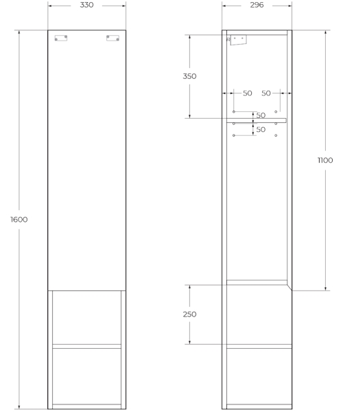 Шкаф-пенал подвесной BelBagno Kraft 33 см rovere nebrasca nature левосторонний - фото 2