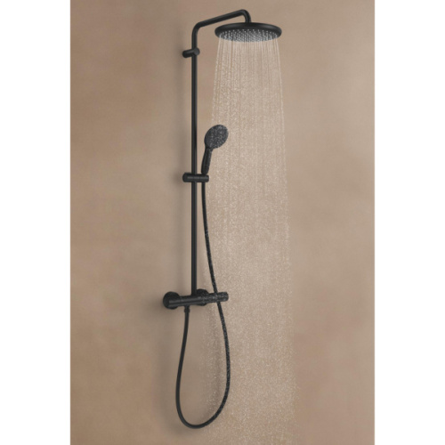 Душевая стойка Grohe Tempesta с термостатом черная, со смесителем - фото 8