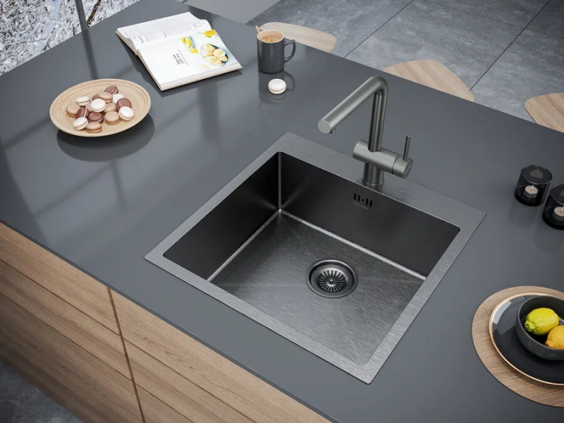 Мойка для кухни Paulmark Kroner 51 см вороненая сталь, из нержавеющей стали, стальные, металлические - фото 3