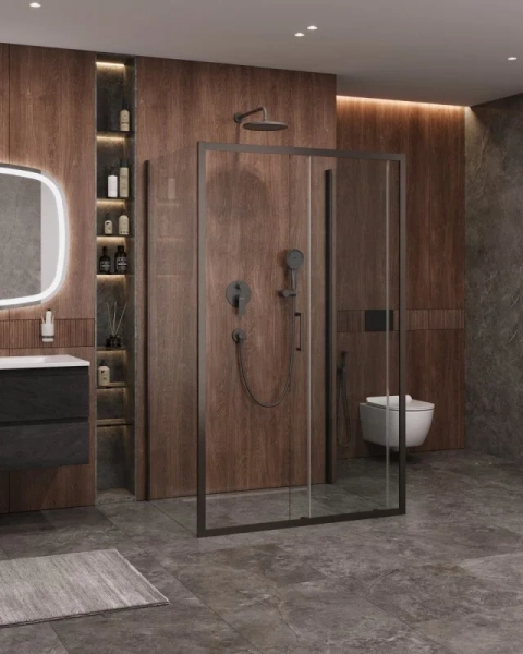 Душевой уголок Cezares Molveno 140х90 см прозрачное стекло профиль оружейная сталь - фото 1