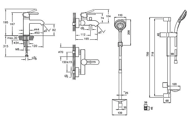 Душевой набор 3В1 VitrA Minimax S A49153EXP, современные, hi-tech - фото 5
