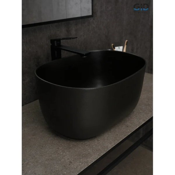 Раковина GID Creativo N9302bg 45 см черный графит, в форме чаши, круглой формы - фото 5