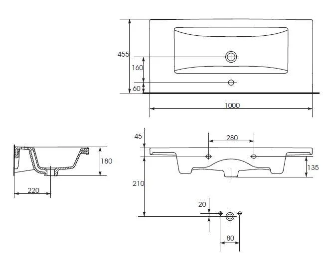 Раковина Cersanit Como 100 см белая - фото 2