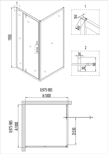 Душевой уголок Niagara Nova 100x100 см профиль черный - фото 3