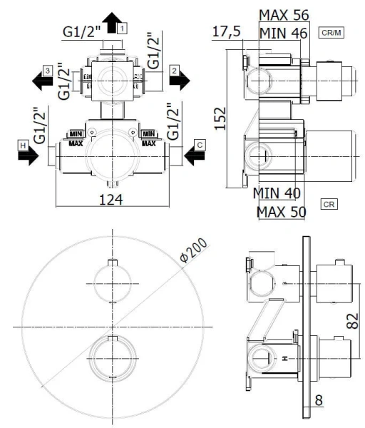 Смеситель для душа Paffoni Light LIQ019 термостатический - фото 2