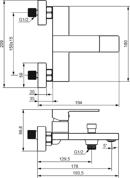 Смеситель для ванны Damixa Gala черный - фото 4