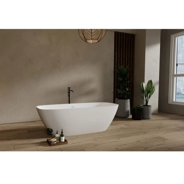 Ванна из искусственного камня Abber Stein 165x70 см белая матовая - фото 4