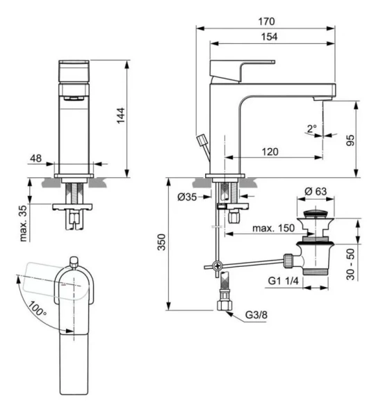 Смеситель для раковины Ideal Standard Edge хром - фото 2