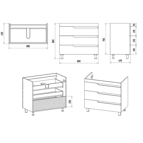 Тумба под раковину напольная Misty Софт 90 см белая, в наличии - фото 2