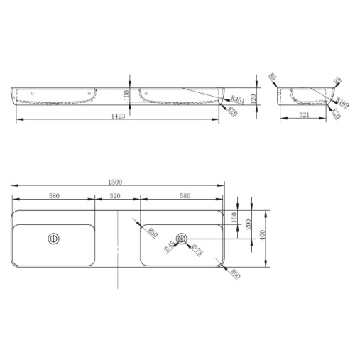 Раковина Abber Kristall 150 см красная - фото 4