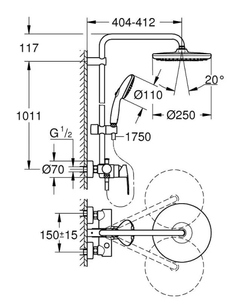 Душевая стойка Grohe Tempesta со смесителем - фото 2