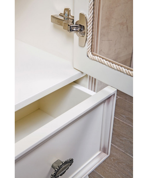 Шкаф-пенал для ванной, цвет слоновая кость с патиной матовый, фурнитура состаренное серебро, петли справа, La Beaute Vivien, по запросу index_1 - фото 4