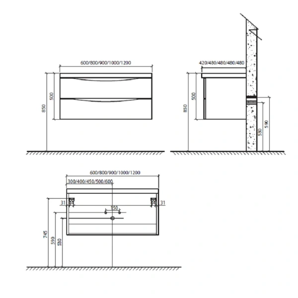 Тумба под раковину подвесная BelBagno Ancona-N 120 см bianco lucido - фото 2