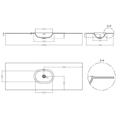 Раковина Salini Onda Edge Oval 200 см покраска по RAL полностью - фото 2