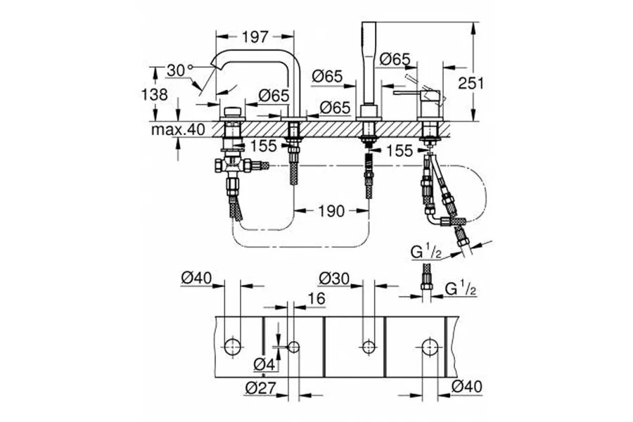 Смеситель для ванны с душевым гарнитуром Grohe Essence New 19578DC1 - фото 4