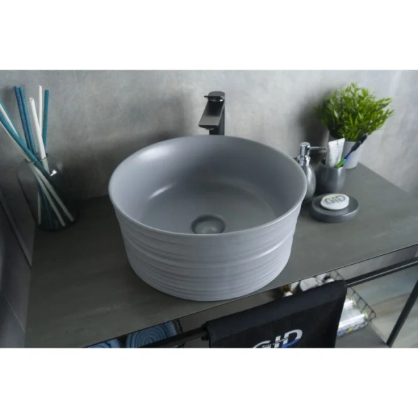 Раковина GID Esfera Gm969 41 см серая, в форме чаши, круглой формы - фото 5
