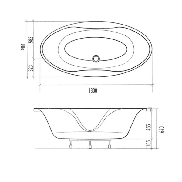 Акриловая ванна Eurolux Taho E4018090036, 180 х 90 см, белая - фото 3
